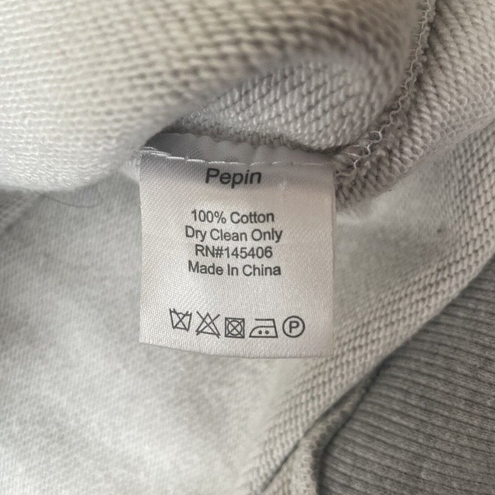 Pepin Sweatshirt Womens Small Grey White Crochet Sleeves Casual Boho Fringe - Picture 4 of 7